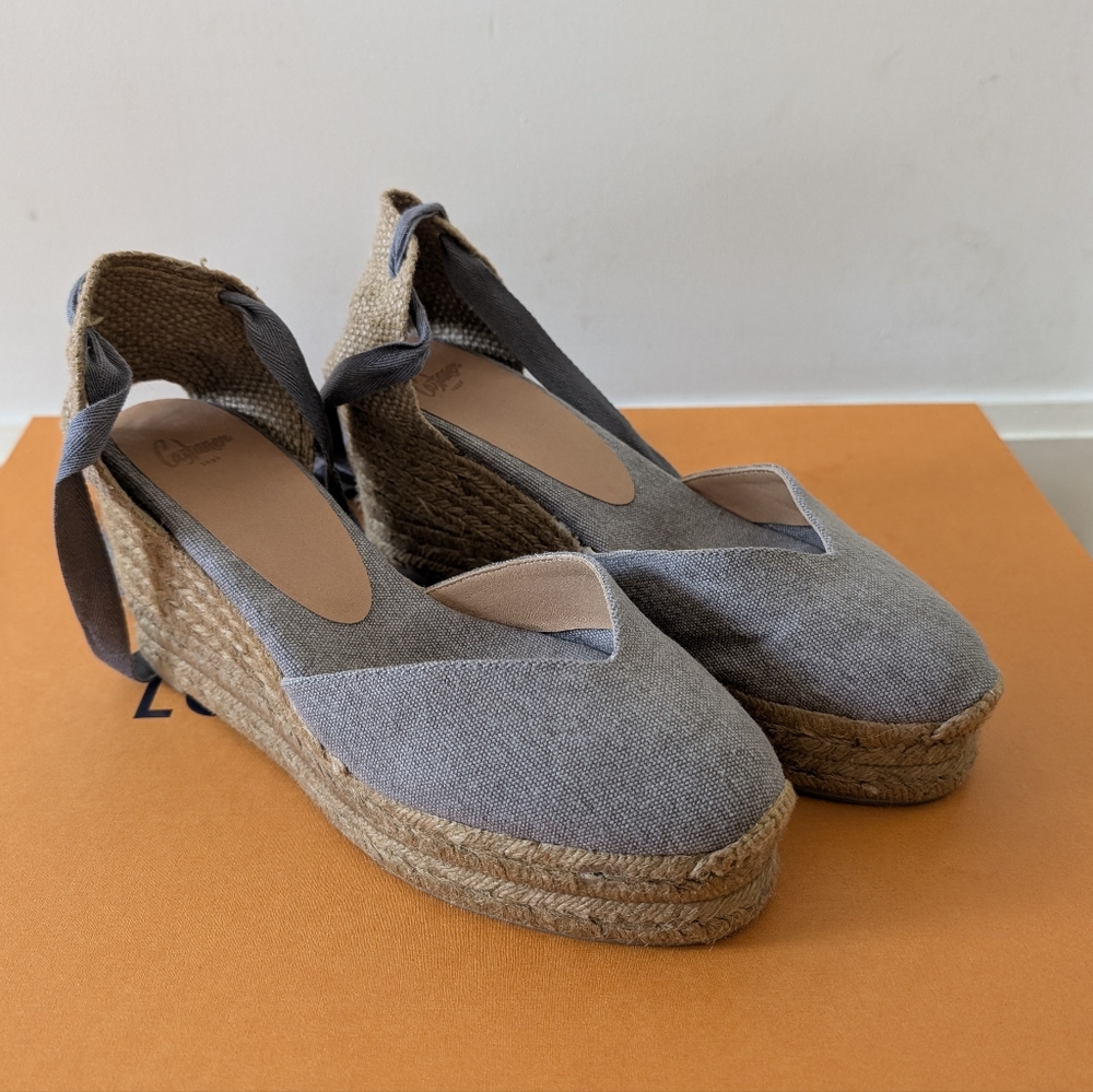Castaner Gray Espadrille Wedges